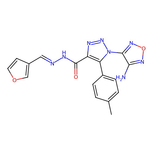 (E)-1-(4-amino-1,2,5-oxadiazol-3-yl)-N'-(furan-3-ylmethylene)-5-(p-tolyl)-1H-1,2,3-triazole-4-carbohydrazide structure