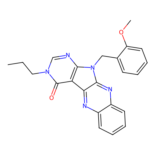 11-(2-methoxybenzyl)-3-propyl-3H-pyrimido[5',4':4,5]pyrrolo[2,3-b]quinoxalin-4(11H)-one structure