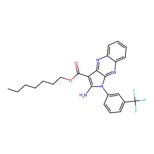 heptyl 2-amino-1-(3-(trifluoromethyl)phenyl)-1H-pyrrolo[2,3-b]quinoxaline-3-carboxylate structure