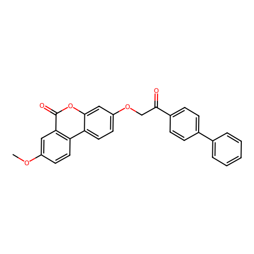 3-[2-(biphenyl-4-yl)-2-oxoethoxy]-8-methoxy-6H-benzo[c]chromen-6-one structure