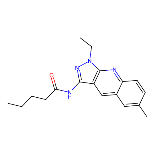 N-(1-ethyl-6-methylpyrazolo[3,4-b]quinolin-3-yl)pentanamide structure