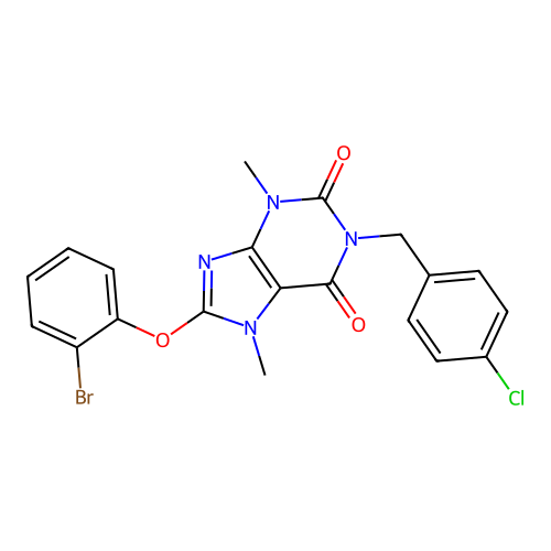 8-(2-bromophenoxy)-1-(4-chlorobenzyl)-3,7-dimethyl-1H-purine-2,6(3H,7H)-dione structure