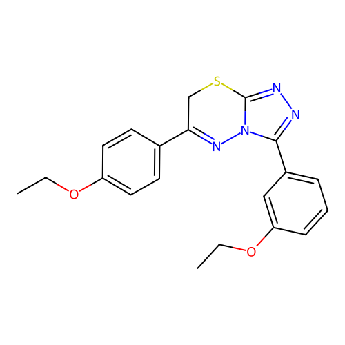 3-(3-ethoxyphenyl)-6-(4-ethoxyphenyl)-7H-[1,2,4]triazolo[3,4-b][1,3,4]thiadiazine structure