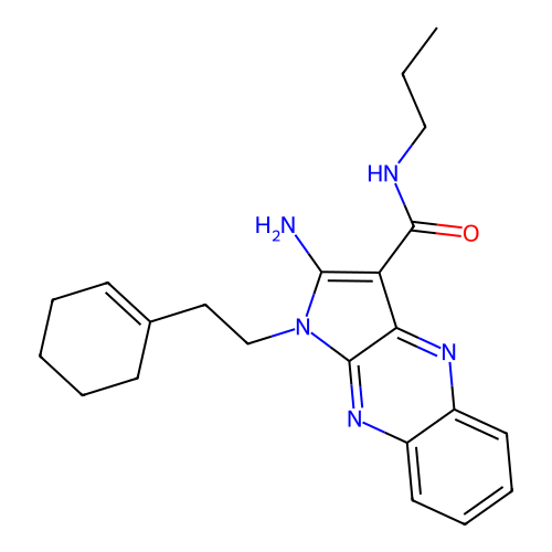 2-amino-1-[2-(cyclohexen-1-yl)ethyl]-N-propylpyrrolo[3,2-b]quinoxaline-3-carboxamide structure