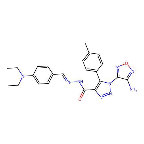 (E)-1-(4-amino-1,2,5-oxadiazol-3-yl)-N'-(4-(diethylamino)benzylidene)-5-(p-tolyl)-1H-1,2,3-triazole-4-carbohydrazide structure