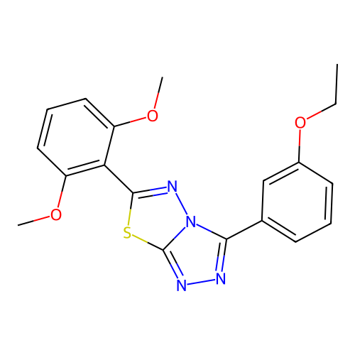 6-(2,6-dimethoxyphenyl)-3-(3-ethoxyphenyl)-[1,2,4]triazolo[3,4-b][1,3,4]thiadiazole structure