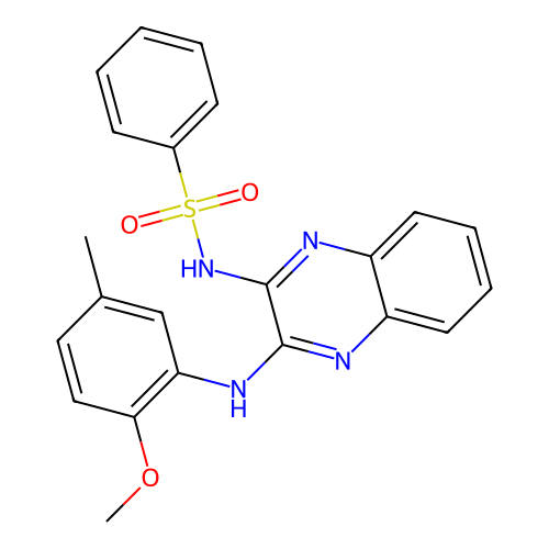 n-(3-(2-Methoxy-5-methyl-phenylamino)quinoxalin-2-yl)benzenesulfonamide structure
