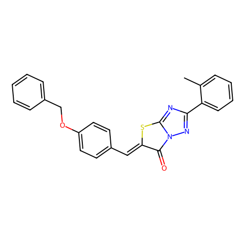 (5Z)-5-[4-(benzyloxy)benzylidene]-2-(2-methylphenyl)[1,3]thiazolo[3,2-b][1,2,4]triazol-6(5H)-one structure