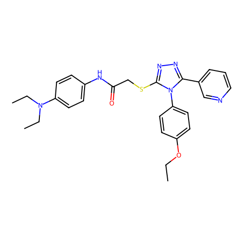 N-[4-(diethylamino)phenyl]-2-{[4-(4-ethoxyphenyl)-5-(pyridin-3-yl)-4H-1,2,4-triazol-3-yl]sulfanyl}acetamide structure