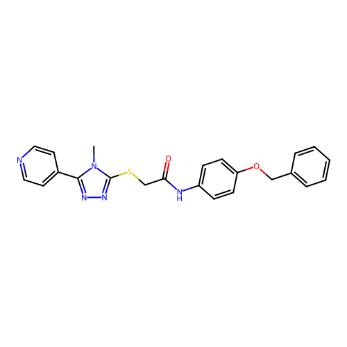 N-[4-(benzyloxy)phenyl]-2-{[4-methyl-5-(pyridin-4-yl)-4H-1,2,4-triazol-3-yl]sulfanyl}acetamide structure
