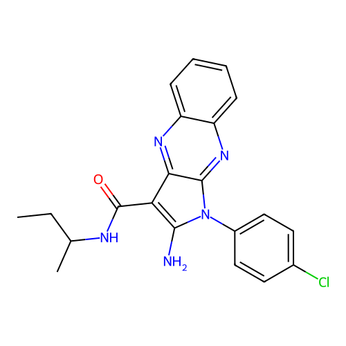 2-amino-N-(butan-2-yl)-1-(4-chlorophenyl)-1H-pyrrolo[2,3-b]quinoxaline-3-carboxamide structure