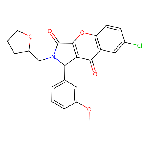 7-chloro-1-(3-methoxyphenyl)-2-(oxolan-2-ylmethyl)-1H-chromeno[2,3-c]pyrrole-3,9-dione structure