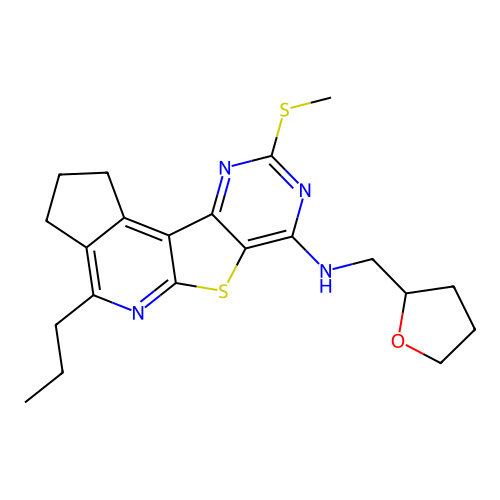 9-(methylsulfanyl)-4-propyl-N-(tetrahydrofuran-2-ylmethyl)-2,3-dihydro-1H-cyclopenta[4',5']pyrido[3',2':4,5]thieno[3,2-d]pyrimidin-7-amine structure