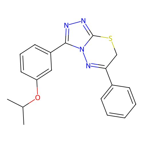 6-phenyl-3-[3-(propan-2-yloxy)phenyl]-7H-[1,2,4]triazolo[3,4-b][1,3,4]thiadiazine structure
