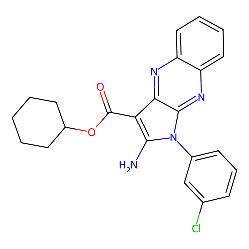 cyclohexyl 2-amino-1-(3-chlorophenyl)-1H-pyrrolo[2,3-b]quinoxaline-3-carboxylate structure
