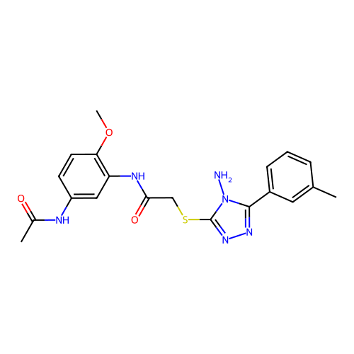 N-[5-(acetylamino)-2-methoxyphenyl]-2-[4-amino-5-(3-methylphenyl)(1,2,4-triazo l-3-ylthio)]acetamide structure