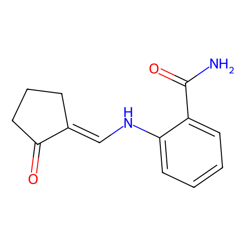 (E)-2-(((2-oxocyclopentylidene)methyl)amino)benzamide structure