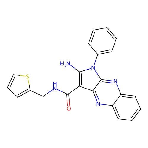 2-amino-1-phenyl-N-(thiophen-2-ylmethyl)-1H-pyrrolo[2,3-b]quinoxaline-3-carboxamide structure