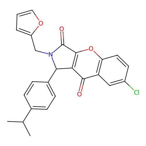 7-chloro-2-(2-furylmethyl)-1-(4-isopropylphenyl)-1,2-dihydrochromeno[2,3-c]pyrrole-3,9-dione structure