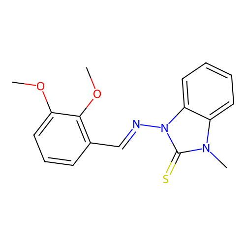 (E)-1-((2,3-dimethoxybenzylidene)amino)-3-methyl-1H-benzo[d]imidazole-2(3H)-thione structure
