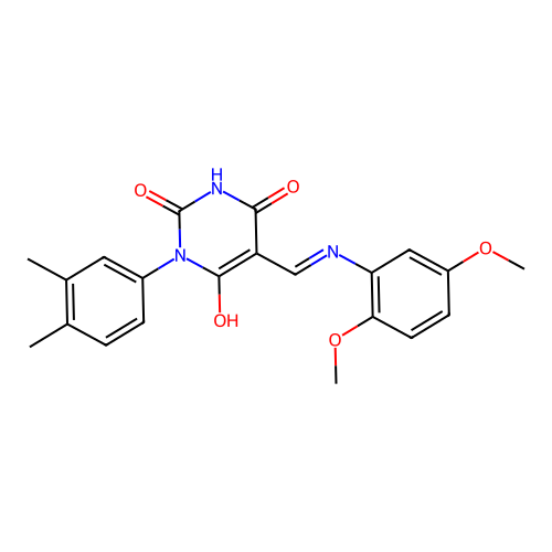 5-[(2,5-dimethoxyanilino)methylidene]-1-(3,4-dimethylphenyl)-1,3-diazinane-2,4,6-trione structure