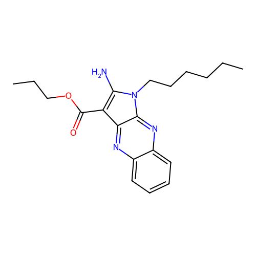 propyl 2-amino-1-hexyl-1H-pyrrolo[2,3-b]quinoxaline-3-carboxylate structure