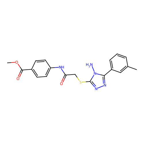 methyl 4-(2-((4-amino-5-(m-tolyl)-4H-1,2,4-triazol-3-yl)thio)acetamido)benzoate structure