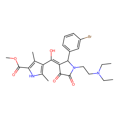 methyl 4-({1-[2-(diethylamino)ethyl]-2-(3-bromophenyl)-4-hydroxy-5-oxo(3-pyrro lin-3-yl)}carbonyl)-3,5-dimethylpyrrole-2-carboxylate structure