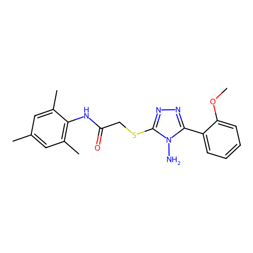 2-((4-amino-5-(2-methoxyphenyl)-4H-1,2,4-triazol-3-yl)thio)-N-mesitylacetamide structure