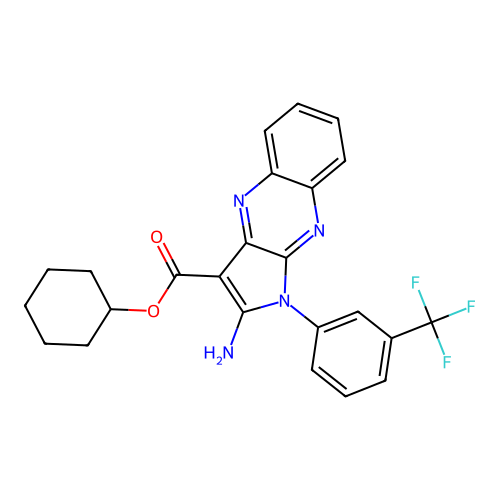cyclohexyl 2-amino-1-[3-(trifluoromethyl)phenyl]pyrrolo[3,2-b]quinoxaline-3-carboxylate structure