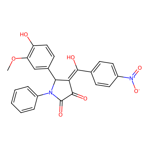 (4E)-5-(4-hydroxy-3-methoxyphenyl)-4-[hydroxy(4-nitrophenyl)methylidene]-1-phenylpyrrolidine-2,3-dione structure