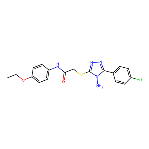 2-((4-amino-5-(4-chlorophenyl)-4H-1,2,4-triazol-3-yl)thio)-N-(4-ethoxyphenyl)acetamide structure