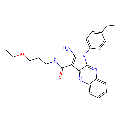 2-amino-N-(3-ethoxypropyl)-1-(4-ethylphenyl)-1H-pyrrolo[2,3-b]quinoxaline-3-carboxamide structure