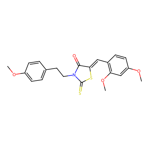 (5Z)-5-(2,4-dimethoxybenzylidene)-3-[2-(4-methoxyphenyl)ethyl]-2-thioxo-1,3-thiazolidin-4-one structure