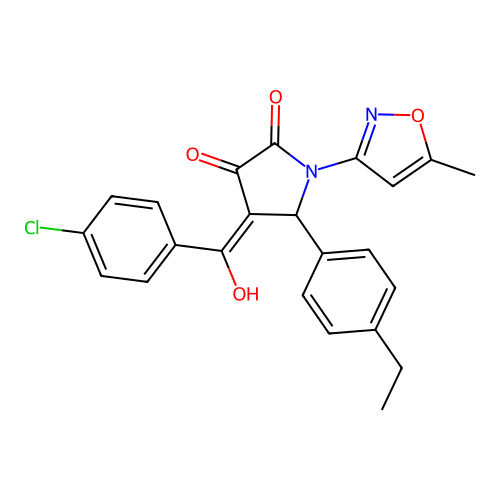 4-(4-chlorobenzoyl)-5-(4-ethylphenyl)-3-hydroxy-1-(5-methyl-1,2-oxazol-3-yl)-2,5-dihydro-1H-pyrrol-2-one structure