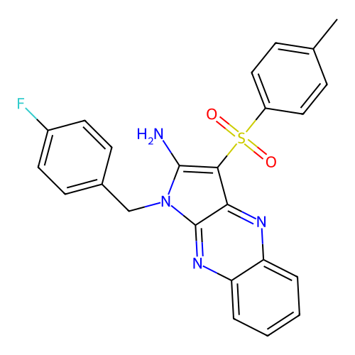 1-(4-fluorobenzyl)-3-tosyl-1H-pyrrolo[2,3-b]quinoxalin-2-amine structure