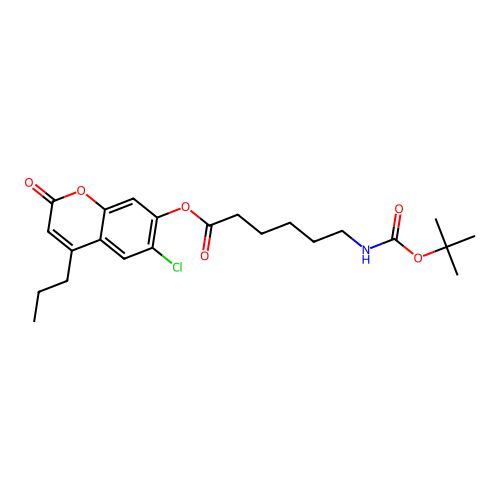 6-chloro-2-oxo-4-propyl-2H-chromen-7-yl 6-((tert-butoxycarbonyl)amino)hexanoate structure