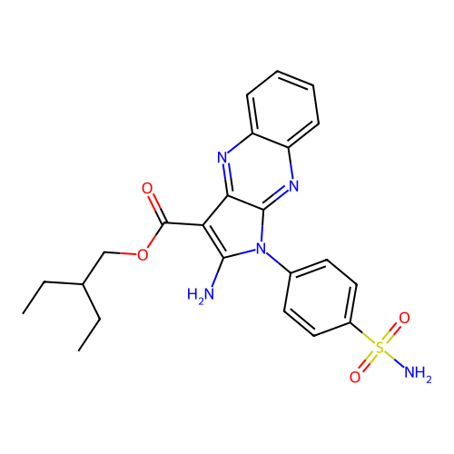 2-ethylbutyl 2-amino-1-(4-sulfamoylphenyl)-1H-pyrrolo[2,3-b]quinoxaline-3-carboxylate structure