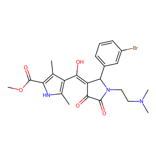 methyl 4-({1-[2-(dimethylamino)ethyl]-2-(3-bromophenyl)-4-hydroxy-5-oxo(3-pyrr olin-3-yl)}carbonyl)-3,5-dimethylpyrrole-2-carboxylate structure