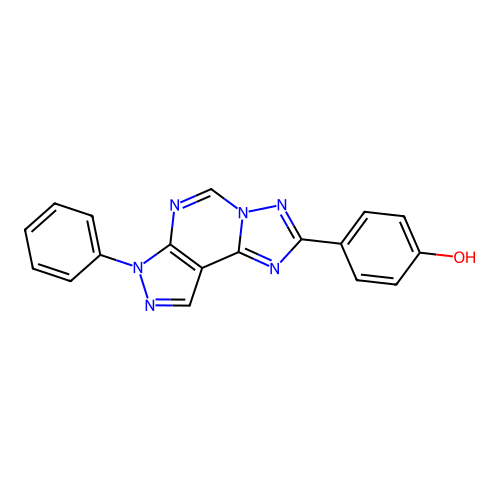 4-(7-phenyl-7H-pyrazolo[4,3-e][1,2,4]triazolo[1,5-c]pyrimidin-2-yl)phenol structure