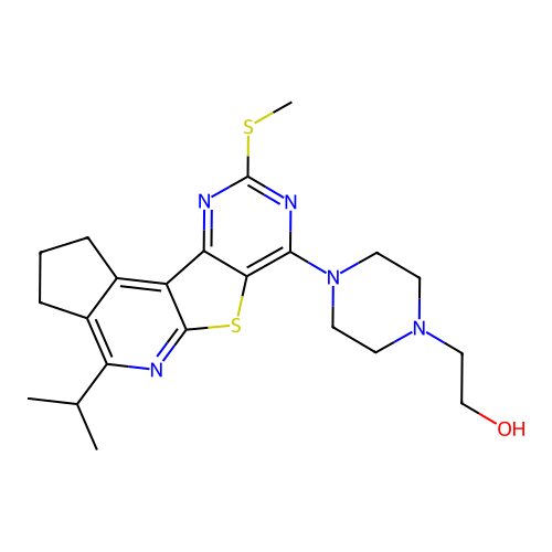 2-(4-(4-isopropyl-9-(methylthio)-2,3-dihydro-1H-cyclopenta[4',5']pyrido[3',2':4,5]thieno[3,2-d]pyrimidin-7-yl)piperazin-1-yl)ethanol structure
