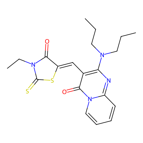 2-(dipropylamino)-3-[(Z)-(3-ethyl-4-oxo-2-thioxo-1,3-thiazolidin-5-ylidene)methyl]-4H-pyrido[1,2-a]pyrimidin-4-one structure