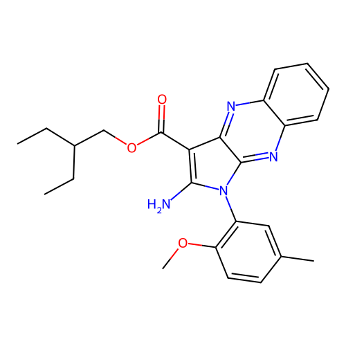 2-ethylbutyl 2-amino-1-(2-methoxy-5-methylphenyl)-1H-pyrrolo[2,3-b]quinoxaline-3-carboxylate structure