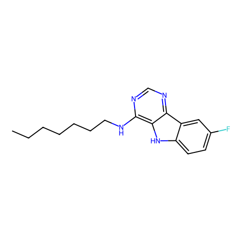 8-fluoro-N-heptyl-5H-pyrimido[5,4-b]indol-4-amine structure