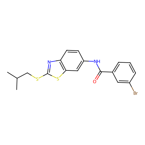 3-bromo-N-{2-[(2-methylpropyl)sulfanyl]-1,3-benzothiazol-6-yl}benzamide structure