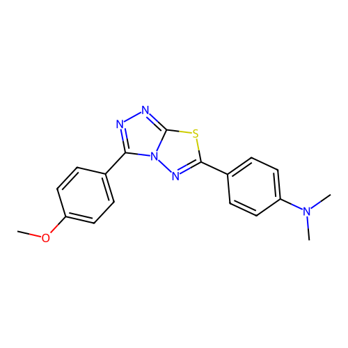 4-[3-(4-methoxyphenyl)-[1,2,4]triazolo[3,4-b][1,3,4]thiadiazol-6-yl]-N,N-dimethylaniline structure
