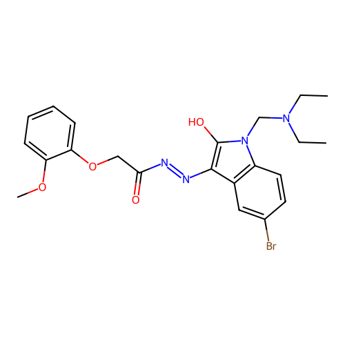 (Z)-N'-(5-bromo-1-((diethylamino)methyl)-2-oxoindolin-3-ylidene)-2-(2-methoxyphenoxy)acetohydrazide structure