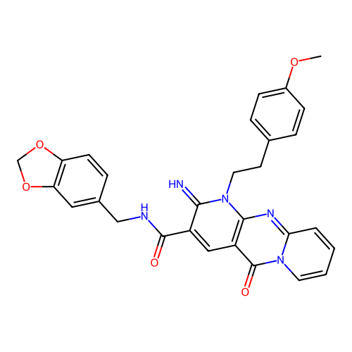 N-(1,3-benzodioxol-5-ylmethyl)-2-imino-1-[2-(4-methoxyphenyl)ethyl]-5-oxo-1,5-dihydro-2H-dipyrido[1,2-a:2',3'-d]pyrimidine-3-carboxamide structure