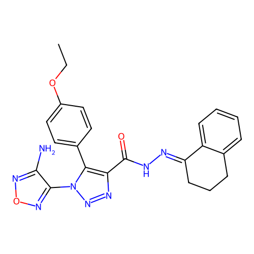 1-(4-amino-1,2,5-oxadiazol-3-yl)-N'-[(1E)-3,4-dihydronaphthalen-1(2H)-ylidene]-5-(4-ethoxyphenyl)-1H-1,2,3-triazole-4-carbohydrazide structure