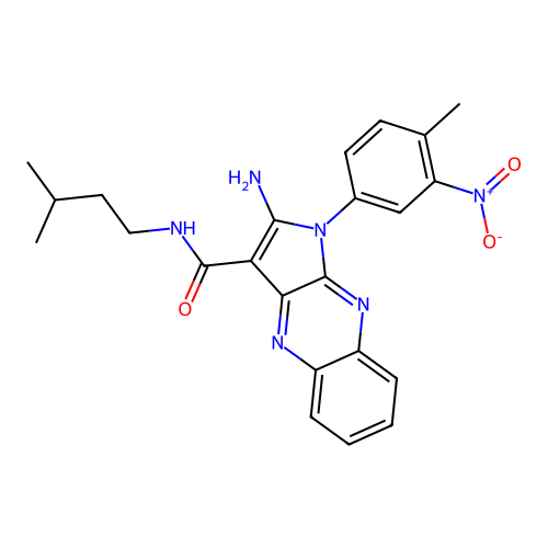 2-amino-N-isopentyl-1-(4-methyl-3-nitrophenyl)-1H-pyrrolo[2,3-b]quinoxaline-3-carboxamide structure